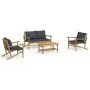 4-teiliges Gartenmöbel-Set aus Bambus mit dunkelgrauen Kissen von vidaXL, Gartensets - Ref: Foro24-3156470, Preis: 478,11 €, ...