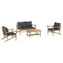 4-teiliges Gartenmöbel-Set aus Bambus mit dunkelgrauen Kissen von vidaXL, Gartensets - Ref: Foro24-3156470, Preis: 478,11 €, ...