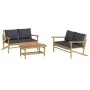 3-piece bamboo garden furniture set with dark gray cushions by vidaXL, Garden sets - Ref: Foro24-3156472, Price: 353,61 €, Di...