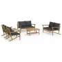5-piece bamboo garden furniture set with dark gray cushions by vidaXL, Garden sets - Ref: Foro24-3156474, Price: 578,62 €, Di...