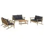 5-piece bamboo garden furniture set with dark gray cushions by vidaXL, Garden sets - Ref: Foro24-3156474, Price: 578,62 €, Di...