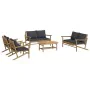5-teiliges Gartenmöbel-Set aus Bambus mit dunkelgrauen Kissen von vidaXL, Gartensets - Ref: Foro24-3156474, Preis: 579,66 €, ...