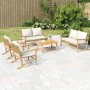 5-piece garden furniture set made of bamboo with cream white cushions by vidaXL, Garden sets - Ref: Foro24-3156475, Price: 65...