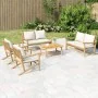 5-teiliges Gartenmöbel-Set aus Bambus und cremeweißen Kissen von vidaXL, Gartensets - Ref: Foro24-3156475, Preis: 659,98 €, R...