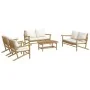 5-teiliges Gartenmöbel-Set aus Bambus und cremeweißen Kissen von vidaXL, Gartensets - Ref: Foro24-3156475, Preis: 659,98 €, R...