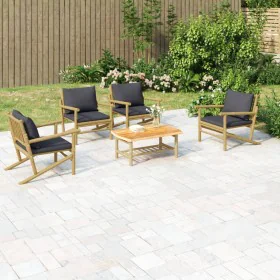 5-piece bamboo garden furniture set with dark gray cushions by vidaXL, Garden sets - Ref: Foro24-3156476, Price: 544,50 €, Di...