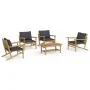 5-piece bamboo garden furniture set with dark gray cushions by vidaXL, Garden sets - Ref: Foro24-3156476, Price: 541,60 €, Di...