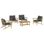 5-piece bamboo garden furniture set with dark gray cushions by vidaXL, Garden sets - Ref: Foro24-3156476, Price: 541,60 €, Di...