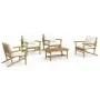 5-piece garden furniture set made of bamboo with cream white cushions by vidaXL, Garden sets - Ref: Foro24-3156477, Price: 55...