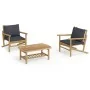 3-teiliges Gartenmöbel-Set aus Bambus mit dunkelgrauen Kissen von vidaXL, Gartensets - Ref: Foro24-3156478, Preis: 311,35 €, ...
