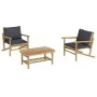 3-teiliges Gartenmöbel-Set aus Bambus mit dunkelgrauen Kissen von vidaXL, Gartensets - Ref: Foro24-3156478, Preis: 311,35 €, ...