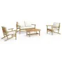 Garden furniture set 4 pieces bamboo and cream white cushions by vidaXL, Garden sets - Ref: Foro24-3156471, Price: 482,55 €, ...