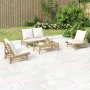 Gartenmöbel-Set 4-teilig aus Bambus und cremeweißen Kissen von vidaXL, Gartensets - Ref: Foro24-3156481, Preis: 529,76 €, Rab...