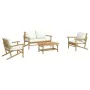 Garden furniture set 4 pieces bamboo and cream white cushions by vidaXL, Garden sets - Ref: Foro24-3156471, Price: 482,55 €, ...