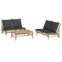 3-teiliges Gartenmöbel-Set aus Bambus mit dunkelgrauen Kissen von vidaXL, Gartensets - Ref: Foro24-3156482, Preis: 410,11 €, ...