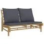 3-teiliges Gartenmöbel-Set aus Bambus mit dunkelgrauen Kissen von vidaXL, Gartensets - Ref: Foro24-3156482, Preis: 410,11 €, ...