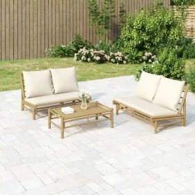 Gartenmöbel-Set 3-teilig aus Bambus und cremeweißen Kissen von vidaXL, Gartensets - Ref: Foro24-3156483, Preis: 497,94 €, Rab...