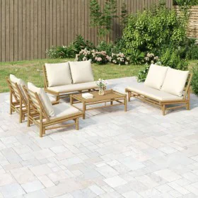 5-teiliges Gartenmöbel-Set aus Bambus mit cremeweißen Kissen von vidaXL, Gartensets - Ref: Foro24-3156485, Preis: 826,44 €, R...