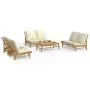 5-piece bamboo garden furniture set with cream white cushions by vidaXL, Garden sets - Ref: Foro24-3156485, Price: 826,44 €, ...