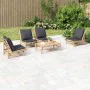 5-teiliges Gartenmöbel-Set aus Bambus mit dunkelgrauen Kissen von vidaXL, Gartensets - Ref: Foro24-3156486, Preis: 482,26 €, ...