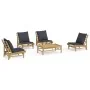 5-teiliges Gartenmöbel-Set aus Bambus mit dunkelgrauen Kissen von vidaXL, Gartensets - Ref: Foro24-3156486, Preis: 482,26 €, ...