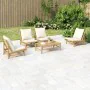 5-teiliges Gartenmöbel-Set aus Bambus mit cremeweißen Kissen von vidaXL, Gartensets - Ref: Foro24-3156487, Preis: 530,89 €, R...
