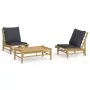 3-teiliges Gartenmöbel-Set aus Bambus mit dunkelgrauen Kissen von vidaXL, Gartensets - Ref: Foro24-3156488, Preis: 283,06 €, ...