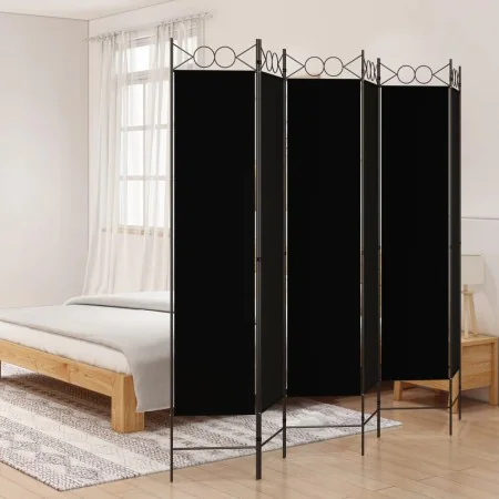 Trennwand mit 6 schwarzen Stoffbahnen 240x200 cm von vidaXL, Raumteiler - Ref: Foro24-350161, Preis: 61,94 €, Rabatt: %
