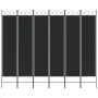Biombo divisor de 6 paneles de tela negro 240x200 cm de vidaXL, Divisores de ambientes - Ref: Foro24-350161, Precio: 61,88 €,...