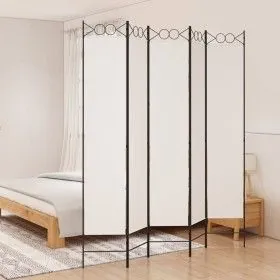 Biombo divisor de 5 paneles de tela blanco 200x220 cm de vidaXL, Divisores de ambientes - Ref: Foro24-350170, Precio: 57,57 €...