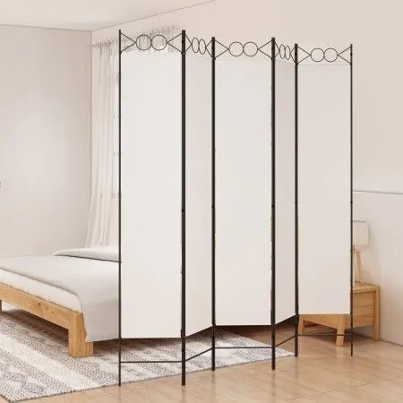 Divider screen with 5 white fabric panels 200x220 cm by vidaXL, Room dividers - Ref: Foro24-350170, Price: 57,57 €, Discount: %