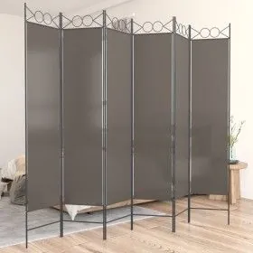 Trennwand mit 6 anthrazitgrauen Stoffpaneelen 240x200 cm von vidaXL, Raumteiler - Ref: Foro24-350160, Preis: 60,88 €, Rabatt: %