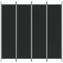 Biombo divisor de 4 paneles de tela negro 200x200 cm de vidaXL, Divisores de ambientes - Ref: Foro24-350185, Precio: 36,14 €,...