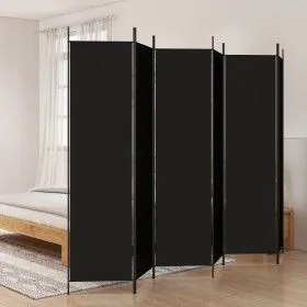 Divider screen with 6 black fabric panels 300x200 cm by vidaXL, Room dividers - Ref: Foro24-350193, Price: 47,06 €, Discount: %