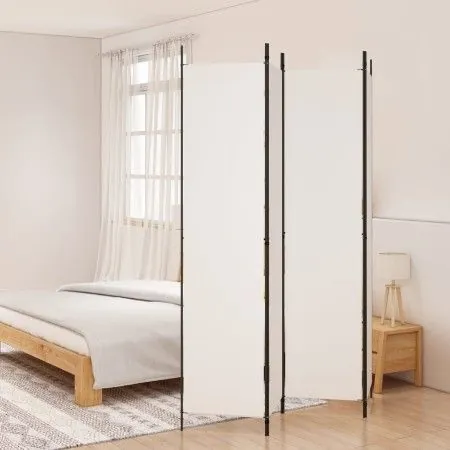 Biombo divisor de 4 paneles de tela blanco 200x220 cm de vidaXL, Divisores de ambientes - Ref: Foro24-350198, Precio: 40,85 €...