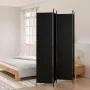 Biombo divisor de 4 paneles de tela negro 200x220 cm de vidaXL, Divisores de ambientes - Ref: Foro24-350201, Precio: 38,45 €,...