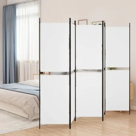 Biombo divisor de 5 paneles de tela blanco 250x180 cm de vidaXL, Divisores de ambientes - Ref: Foro24-350218, Precio: 51,55 €...