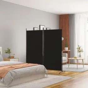 Divider screen with 2 black fabric panels 175x180 cm by vidaXL, Room dividers - Ref: Foro24-350261, Price: 31,84 €, Discount: %