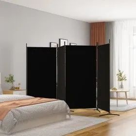 Divider screen with 4 black fabric panels 346x180 cm by vidaXL, Room dividers - Ref: Foro24-350265, Price: 47,12 €, Discount: %