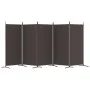 Biombo divisor de 5 paneles de tela marrón 433x180 cm de vidaXL, Divisores de ambientes - Ref: Foro24-350267, Precio: 58,41 €...