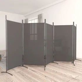 Divider screen with 5 anthracite gray fabric panels 433x180 cm by vidaXL, Room dividers - Ref: Foro24-350268, Price: 52,03 €,...