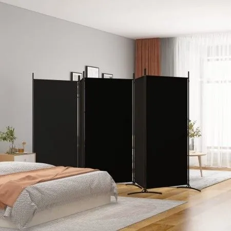 Divider screen with 5 black fabric panels 433x180 cm by vidaXL, Room dividers - Ref: Foro24-350269, Price: 59,63 €, Discount: %