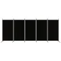 Divider screen with 5 black fabric panels 433x180 cm by vidaXL, Room dividers - Ref: Foro24-350269, Price: 59,63 €, Discount: %