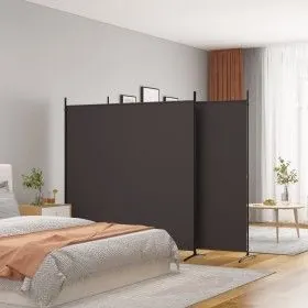 Biombo divisor de 3 paneles de tela marrón 525x180 cm de vidaXL, Divisores de ambientes - Ref: Foro24-350279, Precio: 49,77 €...