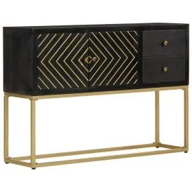 Sideboard aus massivem Mangoholz in Schwarz und Gold, 110 x 30 x 75 cm von vidaXL, Sideboards - Ref: Foro24-353912, Preis: 23...