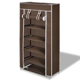 Schuhregal aus Stoff mit Abdeckung, braun, 58 x 28 x 106 cm von vidaXL, Schuhregale und Schuhorganisatoren - Ref: Foro24-2405...