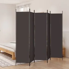 Biombo divisor de 5 paneles de tela marrón 250x200 cm de vidaXL, Divisores de ambientes - Ref: Foro24-350187, Precio: 39,87 €...