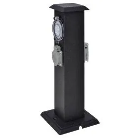 Columna negra con enchufe y temporizador para el jardín de vidaXL, Enchufes de pared - Ref: Foro24-41234, Precio: 43,40 €, De...
