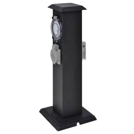 Black column with plug and timer for the garden by vidaXL, wall sockets - Ref: Foro24-41234, Price: 43,40 €, Discount: %