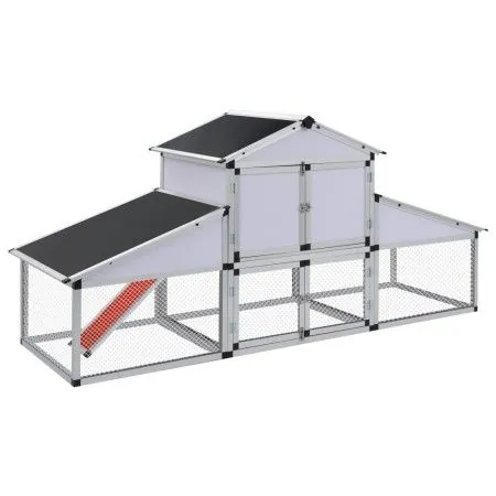 Hühnerstall mit Auslauf und Aluminiumnest von vidaXL, Käfige und Lebensräume für Kleintiere - Ref: Foro24-41323, Preis: 515,7...